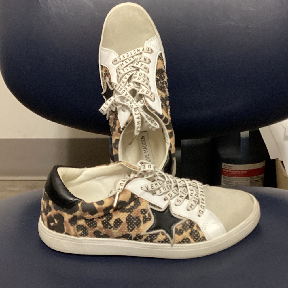 Steve Madden Leopard and Black Star Sneakers